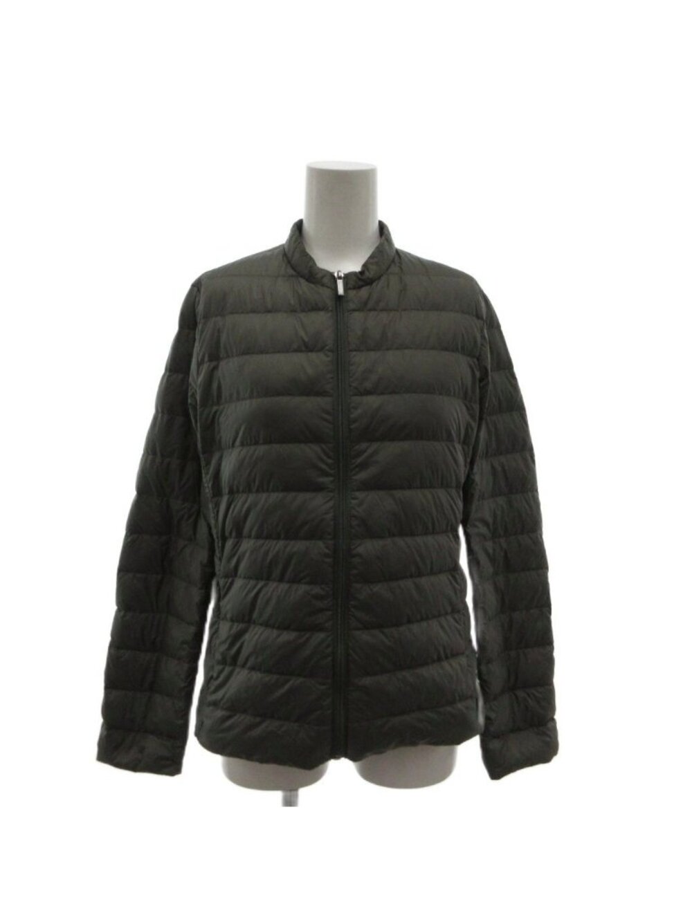 Max Mara Leisure Down Jacket Quilted Zip Up Stand Collar 40 Green MX